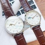 High Quality Replica Longines White Dial Stainless Steel Moonphase Couple Watch